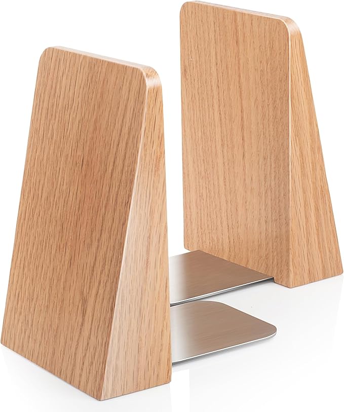 DRELIFAM Red Oak Book Ends Heavy Duty Handmade Book Ends for Shelves Decorative Bookends to Hold Heavy Books (Red Oak Small)