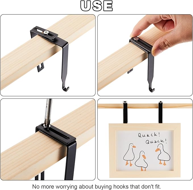 Amylove 8 Pcs Adjustable Cubicle Hanger Universal Partition Metal Cubicle Hooks Door Hanger, Adjusted to Fit Panels with 1 3/8 Inch to 3 1/2 Inch Thickness for Office Whiteboard (Black)