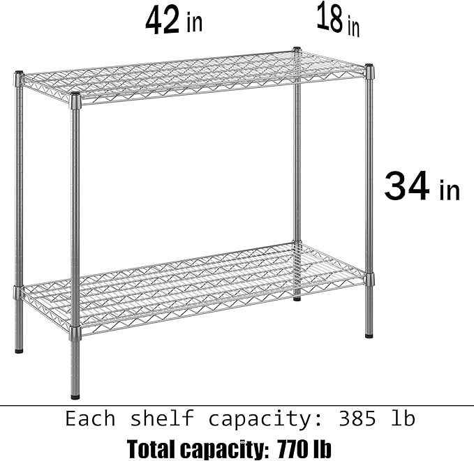 Regal Altair 18" Deep x 42" Wide x 34" Height Wire Shelving Kit | 2-Tier | NSF Commercial Storage Rack Unit