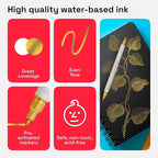 ARTISTRO 5 Gold Acrylic Paint Markers - Paint Pens Dual Tip Brush + Fine Ideal for Calligraphy - Perfect for Fabric, Rock, Glass, Wood, DIY - Art Supplies, Stocking Stuffers, Christmas Gift Idea
