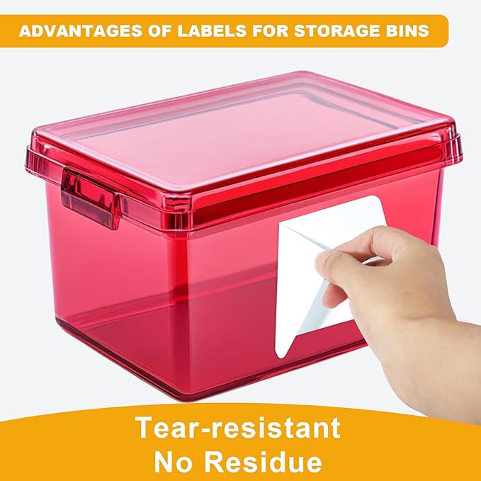 200 Pcs Labels for Storage Bins, 6 x 4 inch Large Label Stickers with 1 Double-Ended Marker Pen Removable Labels Adhesive Moving Labels Blank Labels Tear Resistant No Residue for School Business Home