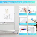 maxtek Rolling Whiteboard 60x48, Large Double-Sided White Board Dry Erase on Wheels, Giant Magnetic White Board Standing for Office, School, Home Office, Homeschool (Sliver)