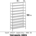 Regal Altair 18" Deep x 54" Wide x 96" Height Wire Shelving Kit | 10-Tier | NSF Commercial Storage Rack Unit
