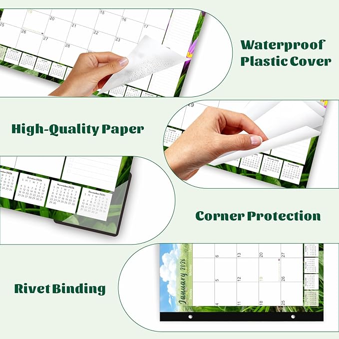 DIBAOLU Desk Calendar 2026,Large Desk Calendar 2026-2027 22x17,18 Month,January 2026 to June 2027,Suitable For Home, School Or Office, Monthly Planning Calendar,With Plastic Cover
