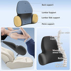Lumbar Support Pillow with Fixed Chuck | Ergonomic Memory Foam Cushion | Washable Cover | Back Pain Relief & Posture Improvement | Fits Car/Office/Gaming Chairs/Wheelchairs & Home