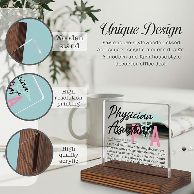 Physician Assistant Gifts, Thank You Appreciation Desk Sign for PA Week Graduation Birthday, Medical Office Decor for PA-C Healthcare Professional Recognition Plaque PA026