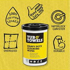 Tub O' Towels TW90 Heavy-Duty 10" x 12" Size Multi-Surface Cleaning Wipes, (10" x 12" wipes) Per Canister, Pack of 1, 90 Count Total