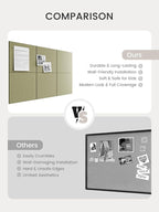 Bumusty Large Cork Board 36"x24" Alternative - 6 Pack Felt Wall Tiles with 40 Safe Removable Adhesive Tabs, 30 Pushpins, Cork Boards for Walls Pin Board Bulletin Board Office Decor (Olive Green)