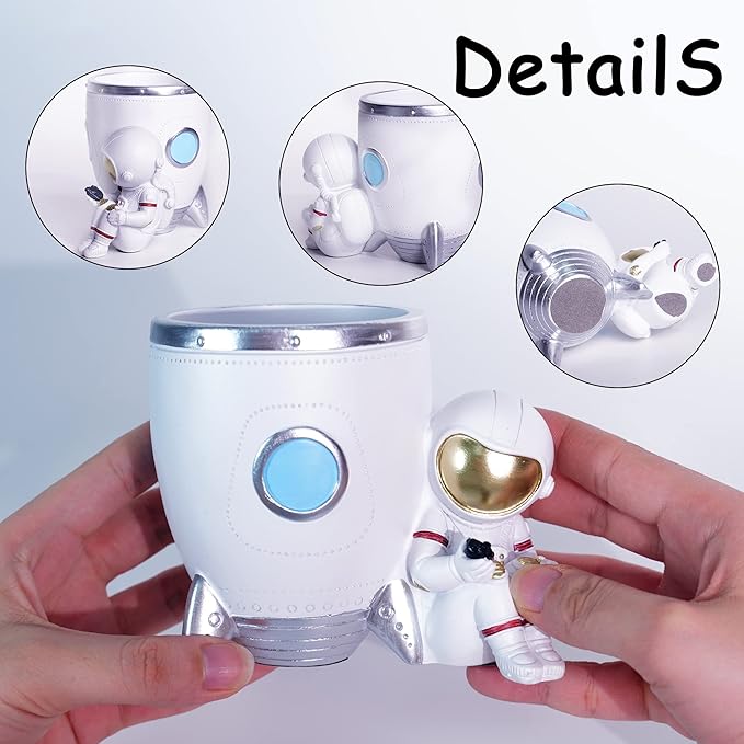 Kimdio Pen Holder, Astronaut Stand for Desk Pencil Holder, Resin Desk Organizer Decorative Accessories Ideal Gift for Office, Classroom, Home