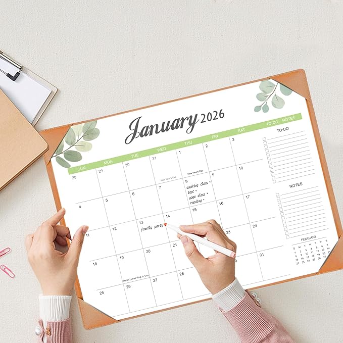 Desk Calendar 2026-2027 with Desk Mat – 22" x 17" Large Desk Pad Calendar Runs from January 2026 to June 2027, Office Supplies Desktop Monthly Calendar for Home & Office