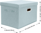 TYEERS Collapsible Storage Bins With Lids, Large Fabric Storage Boxes - 2 Pack - Aqua Spring