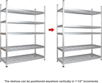 Amazon Basics 5 Shelf, High-Grade Aluminum, Silver, 60 x 24 x 78 Inch | Heavy Duty, 4000IBS, Adjustable, Storage, Shelving Unit