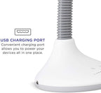 Verilux SmartLight Full Spectrum LED Desk Lamp with Adjustable Brightness, Flexible Gooseneck and Integrated USB Charging Port - Reduces Eye Strain and Fatigue - Ideal for Readers, Artists, Crafters
