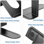 Metal Book Ends for Shelves, Book Shelf Holder Home Decorative, Book Ends for Heavy Books/Movies/CDs, Black 6.5 x 5 x 5.7 in, 4 Pair/ 8 Piece