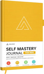 Draphy Self-Mastery Journal for Men - Gratitude and Productivity Journal for More Happiness, Positivity, Growth, Mindfulness, Self Care and Reflection - Guided Inspirational Journals for Men (Yellow)