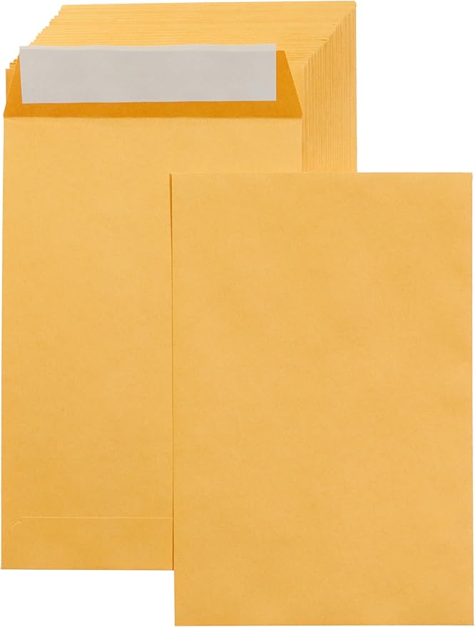 Amazon Basics Self Adhesive Catalog Mailing Envelopes, Peel and Seal, 6x9 Inch, Brown Kraft, 100-Pack