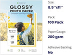 Glossy Photo Paper 8.5x11 Inch, Goefun 200GSM/54LB Inkjet Printer Paper for Dye Ink,100 Sheets