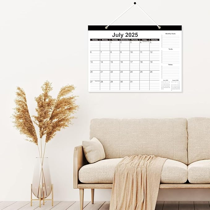 Desk Calendar 2026-12 Months Calendar from January 2026 to December 2026, 2026 Desk Calendar with Thick Paper, 12" x 17", Black
