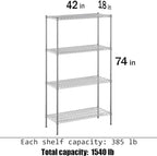 Regal Altair 18" Deep x 42" Wide x 74" Height Wire Shelving Kit | 4-Tier | NSF Commercial Storage Rack Unit