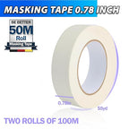 MCOTOP Wide Masking Tape (0.79In x 55YD x 2 Rolls -Beige White), 330FT Total, Strong Adhesive, for Home, Office, School Stationery, Painting, Labeling, DIY Crafts Arts Use,General Purpose Tape