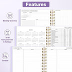SUNEE 2026-2027 Planner - 24 Months (Jan 2026 - Dec 2027) - 7"x10" Monthly Spreads & Yearly Planner, Purple