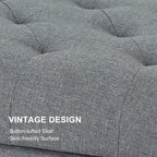 Decent Home 24'' Fabric Ottoman with Storage Rectangle Foot Rest Ottomans Stool for Bedroom Living Room(Gray)