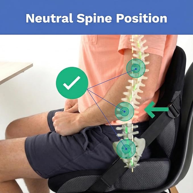 Lifted Lumbar: Adjust Lumbar in Any Seat | Developed by a Doctor | Seat Cushion for Office Chair, Car, Truck Driver, Bleachers | Pressure Relief | Designed w/Spine Specialists for Long Sitting Hours