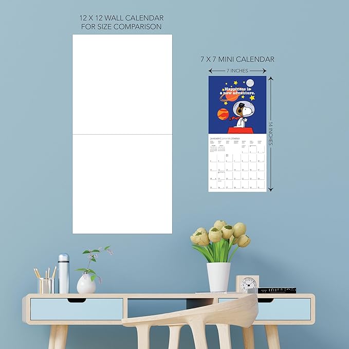 Graphique 2026 Peanuts Mini Wall Calendar | 7” x 7” | Thick Paper | Home & Office Organizer | Large Monthly Grid | 3 Languages & Marked Holidays | 4 Month Preview Page for 2027