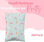Pretty Package Store 10x13 Designer Poly Mailer 100 Pack Heavy Duty Waterproof Self Seal Shipping Bags for Small Business Large Mailing Envelopes Bulk Tear Resistant Cute Packaging Lightning Bolt