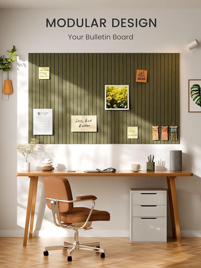 Bumusty Large Felt Bulletin Board 48" x 36" Cork Board Alternative-12 Pack with 70 Safe Removable Adhesive Tabs, Cork Boards for Walls Cork Board for Home Office Classroom Pin Board (Olive Green)