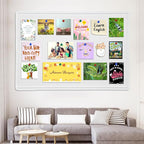 Bulletin Board - 23.5 x 17.5 inches Decorative Felt Pin Board - Cork Board Alternative for Wall - Foldable Photo Board Self-Adhesive Prayer Board with 20 Pushpins - Warm White