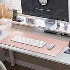 Boutilon Leather Desk Pad Protector,Non-Slip Mouse Pad,Laptop Desk Pad,Office Mouse Mat,Waterproof Leather Desk Blotter,Desk Writing Pad for Office and Home (L-Champagne,35"x 17")