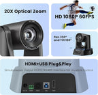 TONGVEO Conference Room PTZ Camera System with 20X Optical Zoom | 1080P 60fps HDMI USB Webcam for Church Streaming Online Video Conference| Compatible with Zoom, OBS | Easy Setup
