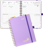 POPRUN 2026 Planner Daily Weekly and Monthly Calendar with Hourly Schedule(Medium Size 8.5'' x 6.25'' Wire-Bound Hard Cover) - Agenda 2026 (Jan.2026-Dec.2026), Monthly Tabs - Violet