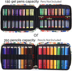 qianshan Pencil Case Holder Slot - Holds 260 Colored Pencils or 180 Gel Pens with Zipper Closure