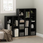 Furinno LUDER Book Shelf, 11-Cube Bookshelf, Reversible Bookcase, 9.4 x 29.1 x 41.7, for Living Room, Bedroom, Home Office, Blackwood