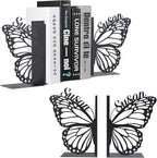 Personalized Butterfly Decorative Book Ends, Heavy Duty Bookends for Shelves, Non-Slip Book Stopper, Metal Modern Bookshelf Decor for Home Office Study Room, Gifts for Readers Color01