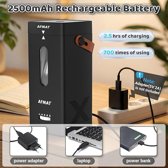AFMAT Electric Pencil Sharpener, Fully Automatic Pencil Sharpener, Auto in & Out, Rechargeable Hands-Free Sharpeners for Jumbo & Colored Pencils (6.5-12mm), Portable for Home/Classroom/Office PSC6