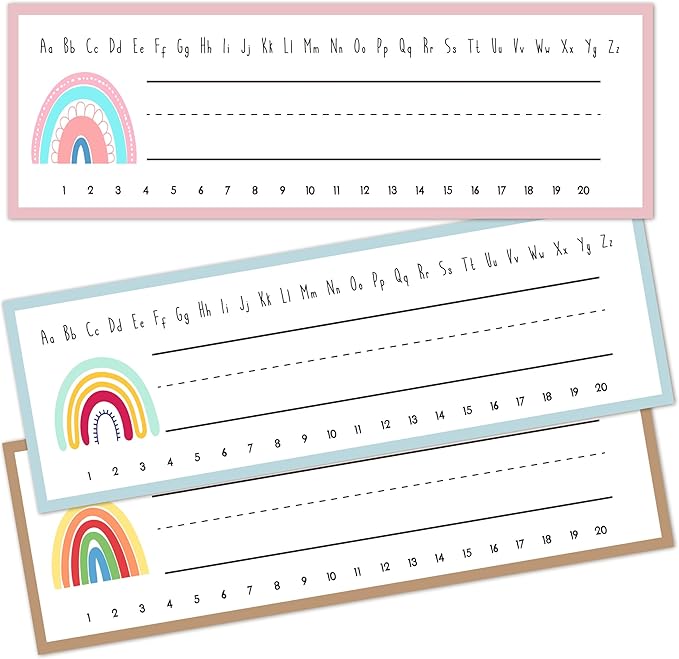 Name Tags for Classroom Cubbies, 30 Boho Rainbow Name Plates for Desks, Back to School Self Adhesive Name Tags Sticker for Teachers Elementary - A01