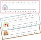 Name Tags for Classroom Cubbies, 30 Boho Rainbow Name Plates for Desks, Back to School Self Adhesive Name Tags Sticker for Teachers Elementary - A01