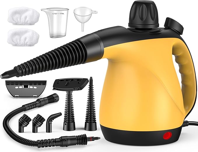 Pressurized Handheld Steam Cleaner for Home Deep Cleaning, Multi-Purpose Portable Steamer for Cleaning with 11 PCS Accessories for Dirt, Grease, Window, Car, Furniture, Bathroom, Couch, Tile and Grout