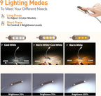 VAVOFO Rechargeable Book Light for Reading in Bed Kids, 7 LED Reading Light with 9-Level Warm Cool White Daylight, Eye Care Lamp with Power Indicator for Bookworms (Champagne Gold)