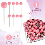 WILLBOND 500 Pack Map Push Pins Map Tacks Small Round Head Push Pins Thumb Tacks for Travel Picture Photo Bulletin Board Wall DIY Craft School Office Home(Pink,1/6 Inch)