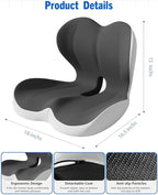 Mogdeker L-Shaped Seat Cushion for Long Sitting,Memory Foam Ergonomic Back Support Driving Seat Cushion for Back Pain,Non-Slip Design for Car, Truck, Home Chair & Office Seat (Black Gray)