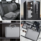 Fireproof File Organizer with Lock, Hard-Shell Case Fireproof Document Box with 13 Pockets Accordion File Folder, Important Document Organizer for Letter A4 Files Laptop Passports (Grey)