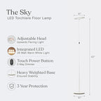Brightech Sky LED Floor lamp, Torchiere Super Bright Floor Lamp for Living Room Decor & Office - Dimmable, Tall Standing Lamp with Warm Light for Bedroom & Reading - White