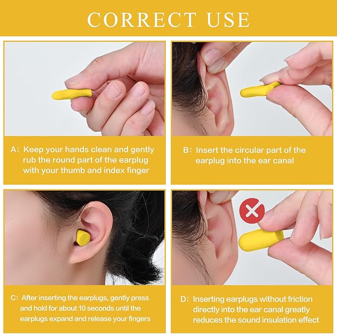 Lenicany 30Pair Soft Foam EarPlugs, 32dB Disposable Sound Blocking Noise Cancelling Ear Plugs for Concerts Loud Music/Shooting Guns/Work Construction, Hearing Safety Protection (Yellow)