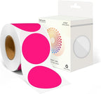 2 Inch Round Color Coding Labels (500 Count) - Fluorescent Pink Dot Stickers Circle Labels with Dispenser Box for Warehouse, Filing, Industrial, Office Organization