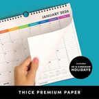 PAPERAGE 2026 Calendar, 12 Months (January 2026 - December 2026), Small (9 in x 11 in), Minimalist Wall and Desk Calendar with Monthly Views, Yearly Plans & Notes Section – Navy