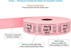 Tacticai 1000 Raffle Tickets, Meal, Pink (1 of 8 Colors), Single Roll, Ticket for Events, Food, Class Reward, Fundraiser & Prizes